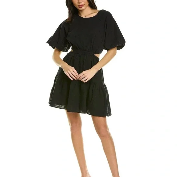NWT Madewell Seersucker Puff Sleeve Cutout Mini Dress - Size S - Picture 1 of 10